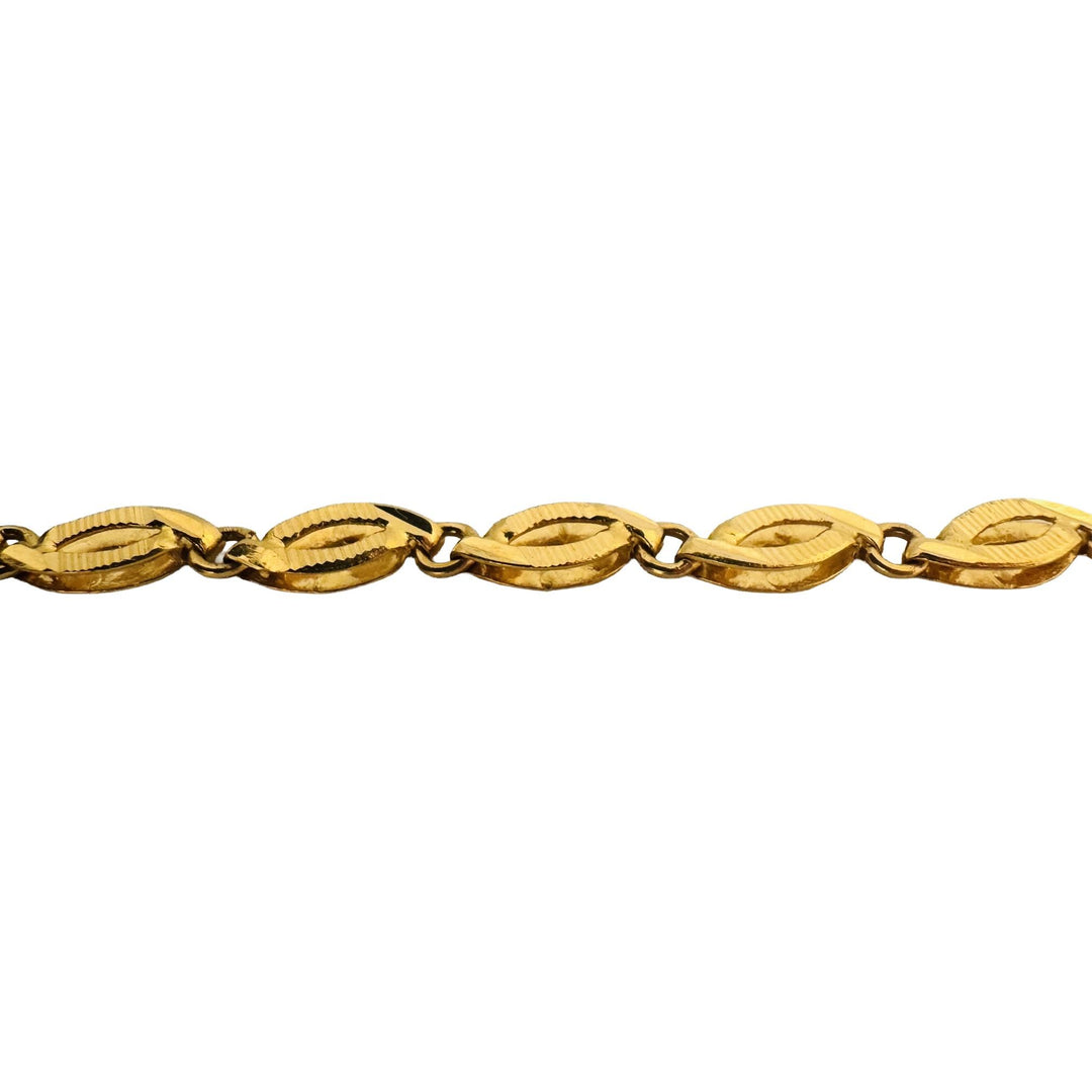 22k Yellow Gold 8g Solid Diamond Cut 5mm Fancy Oval  Link Bracelet 7"