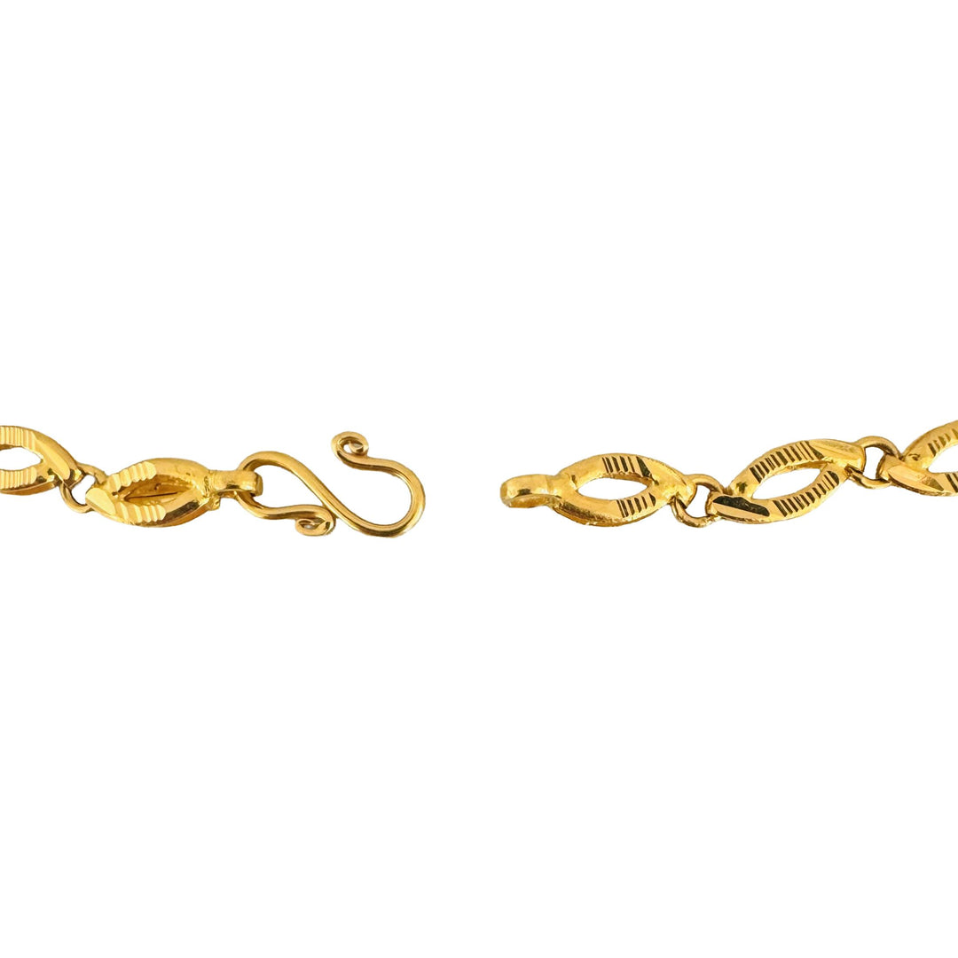 22k Yellow Gold 8g Solid Diamond Cut 5mm Fancy Oval  Link Bracelet 7"