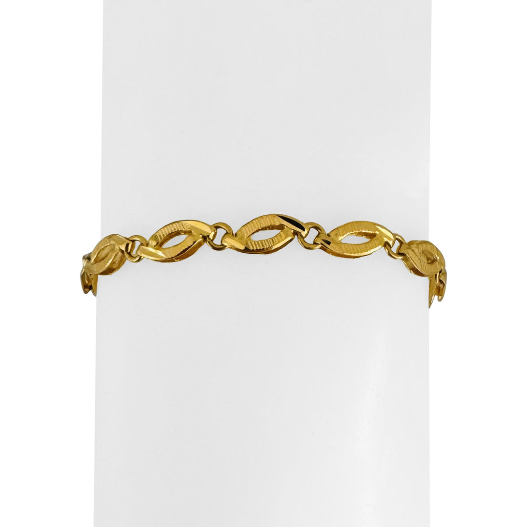 22k Yellow Gold 8g Solid Diamond Cut 5mm Fancy Oval  Link Bracelet 7"
