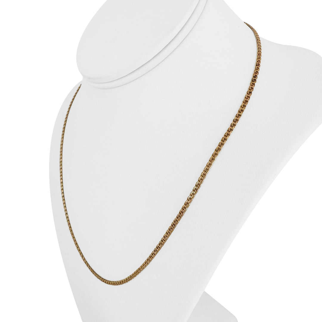 19k Portuguese Yellow Gold 6.9g Thin 2.2mm Double Curb Link Chain Necklace 19.5"