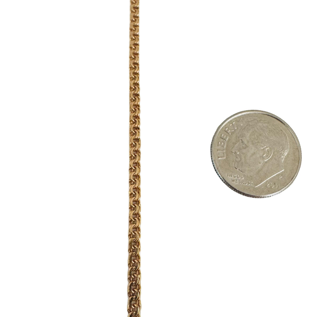 19k Portuguese Yellow Gold 6.9g Thin 2.2mm Double Curb Link Chain Necklace 19.5"