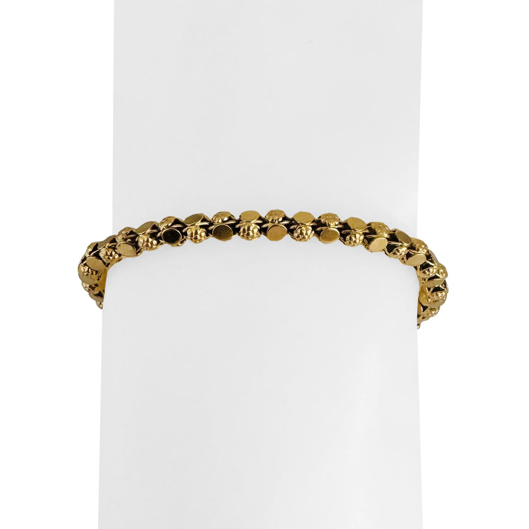 19k Portuguese Yellow Gold 9.7g Vintage Floral Fancy Link Bracelet 7.25"