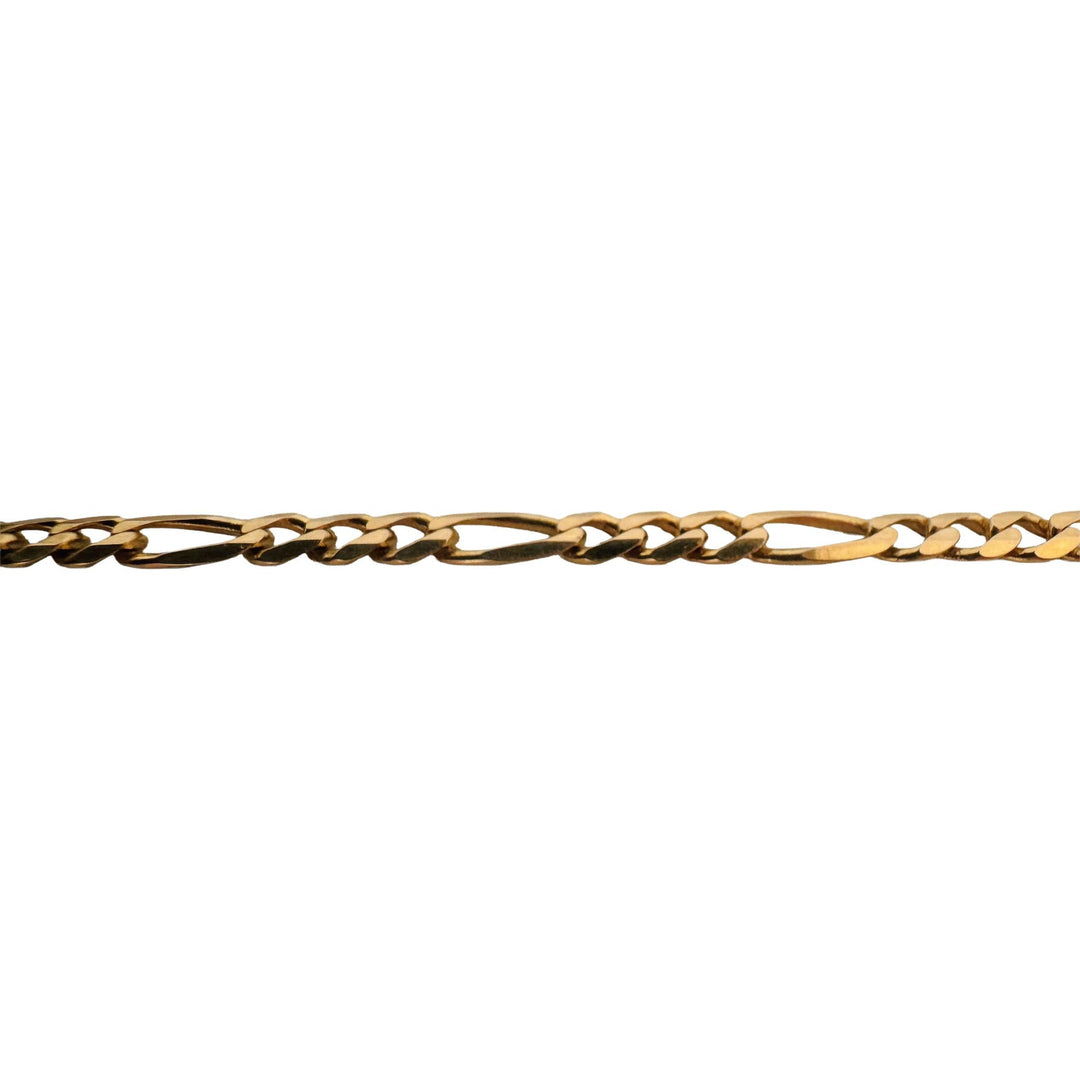 19k Portuguese Yellow Gold 6.4g Men's 3.5mm Figaro Link Bracelet 9"