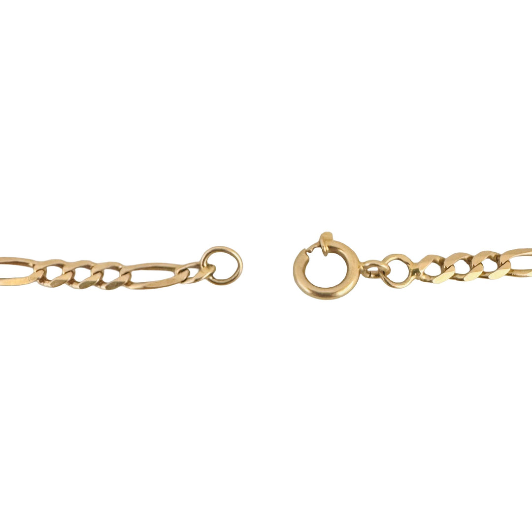 19k Portuguese Yellow Gold 6.4g Men's 3.5mm Figaro Link Bracelet 9"