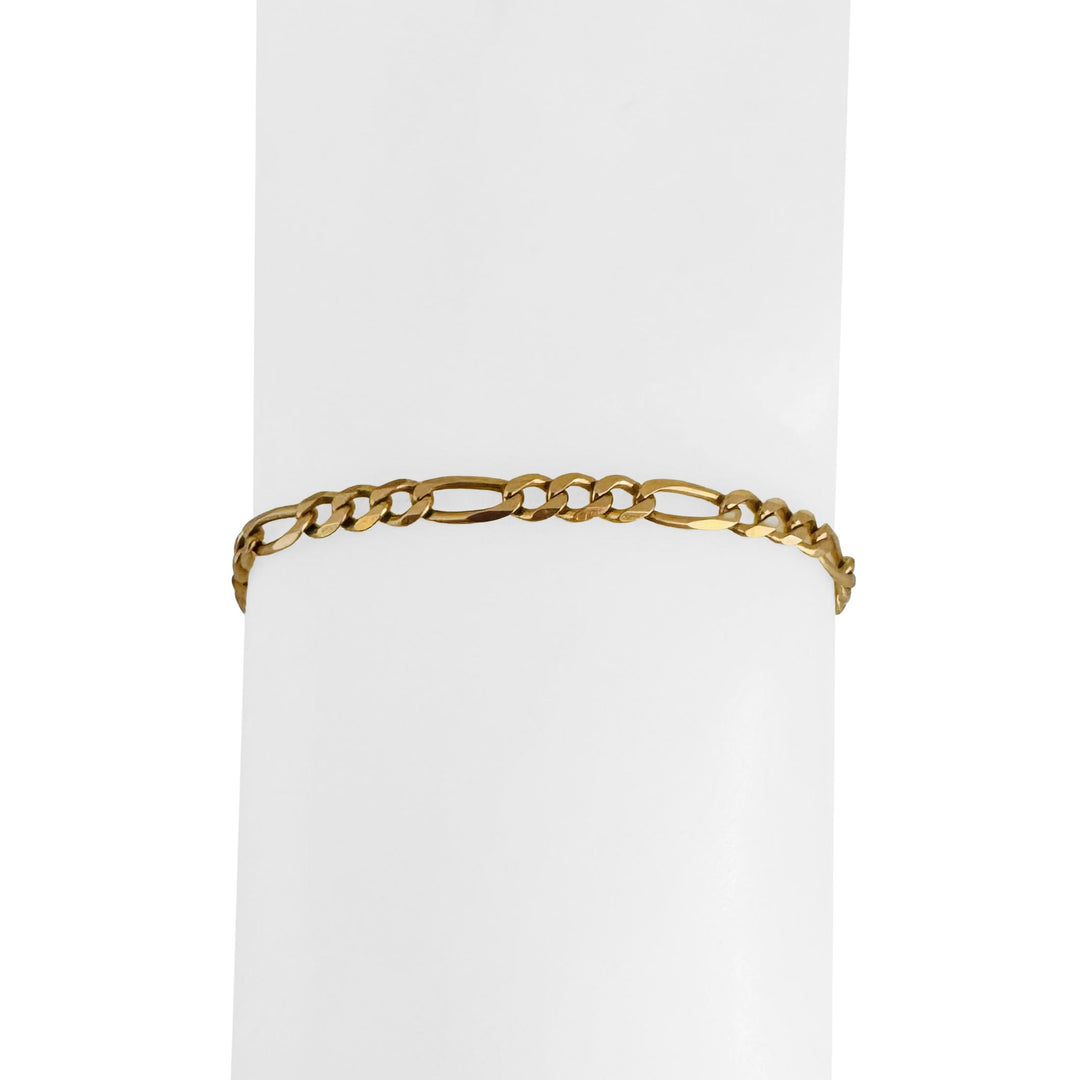 19k Portuguese Yellow Gold 6.4g Men's 3.5mm Figaro Link Bracelet 9"