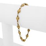 19k Portuguese Yellow Gold 5g Vintage Puffy Heart Link Bracelet 7.25"