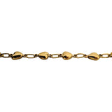 19k Portuguese Yellow Gold 5g Vintage Puffy Heart Link Bracelet 7.25"