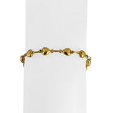 19k Portuguese Yellow Gold 5g Vintage Puffy Heart Link Bracelet 7.25"