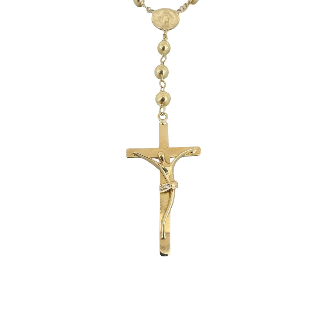 18k Yellow Gold 25g Vintage UnoAErre Rosary Cross Necklace Italy 26"