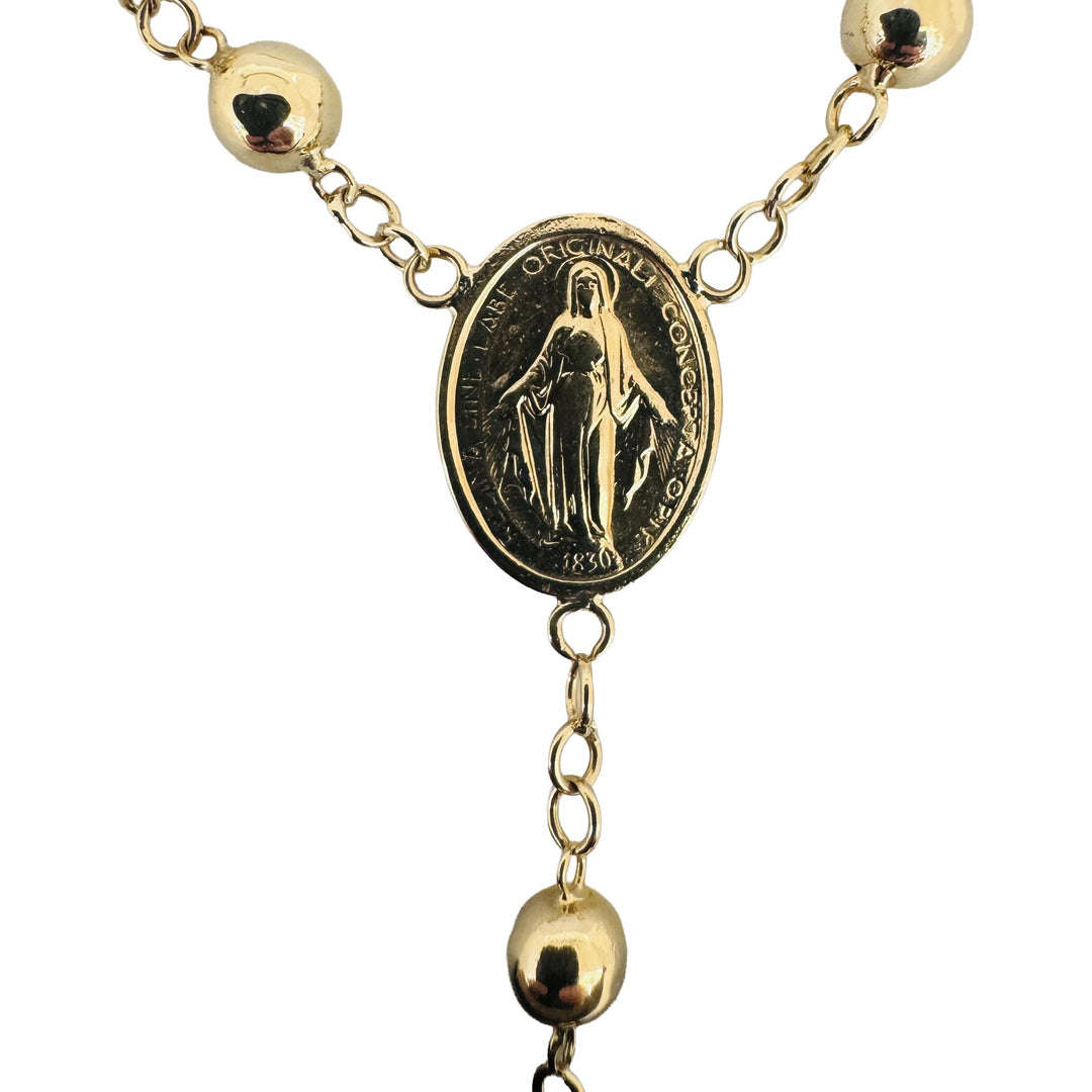 18k Yellow Gold 25g Vintage UnoAErre Rosary Cross Necklace Italy 26"