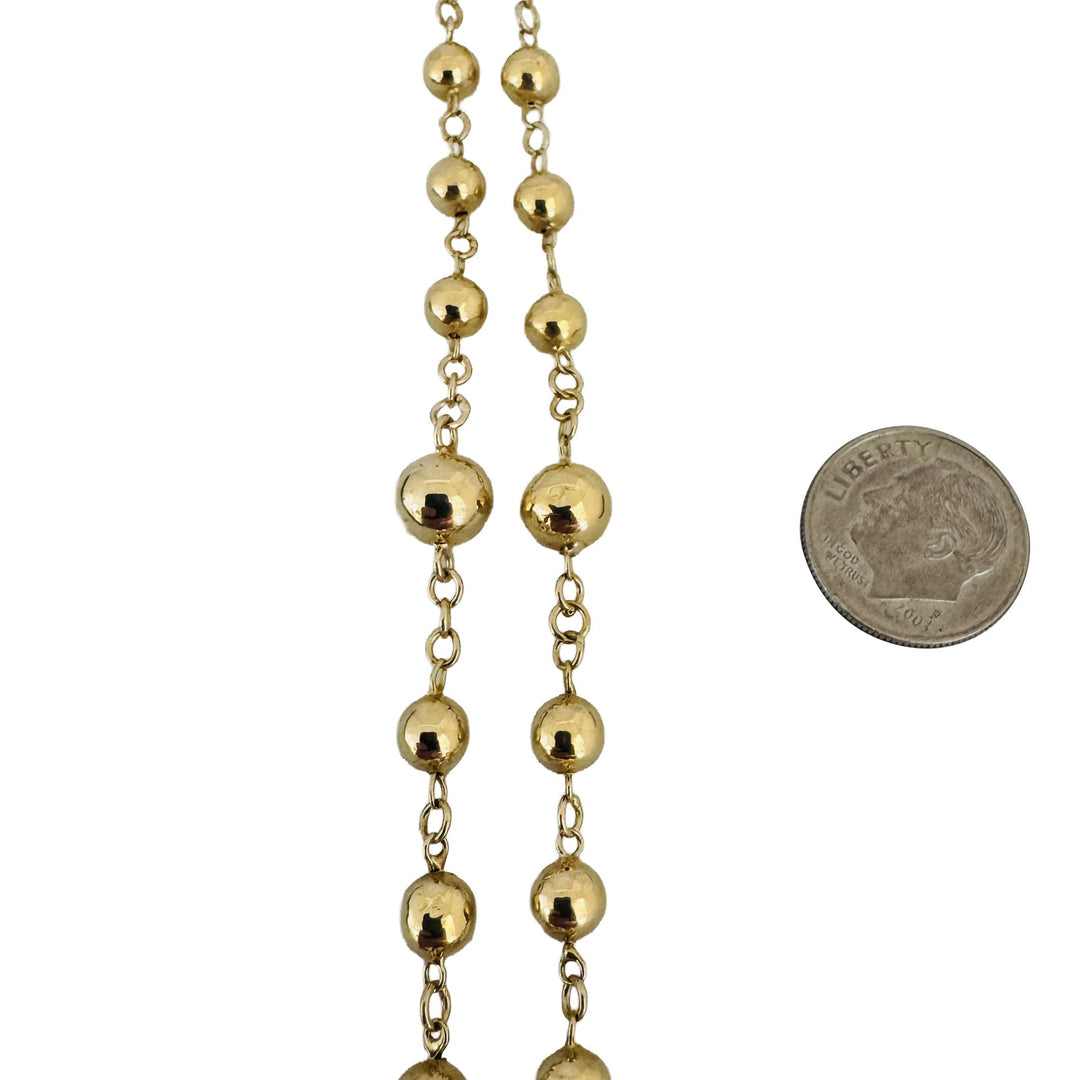 18k Yellow Gold 25g Vintage UnoAErre Rosary Cross Necklace Italy 26"