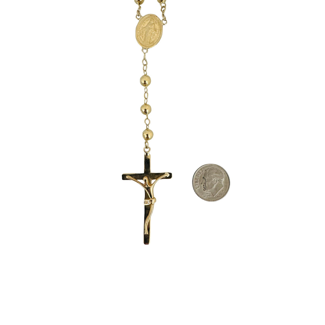 18k Yellow Gold 25g Vintage UnoAErre Rosary Cross Necklace Italy 26"