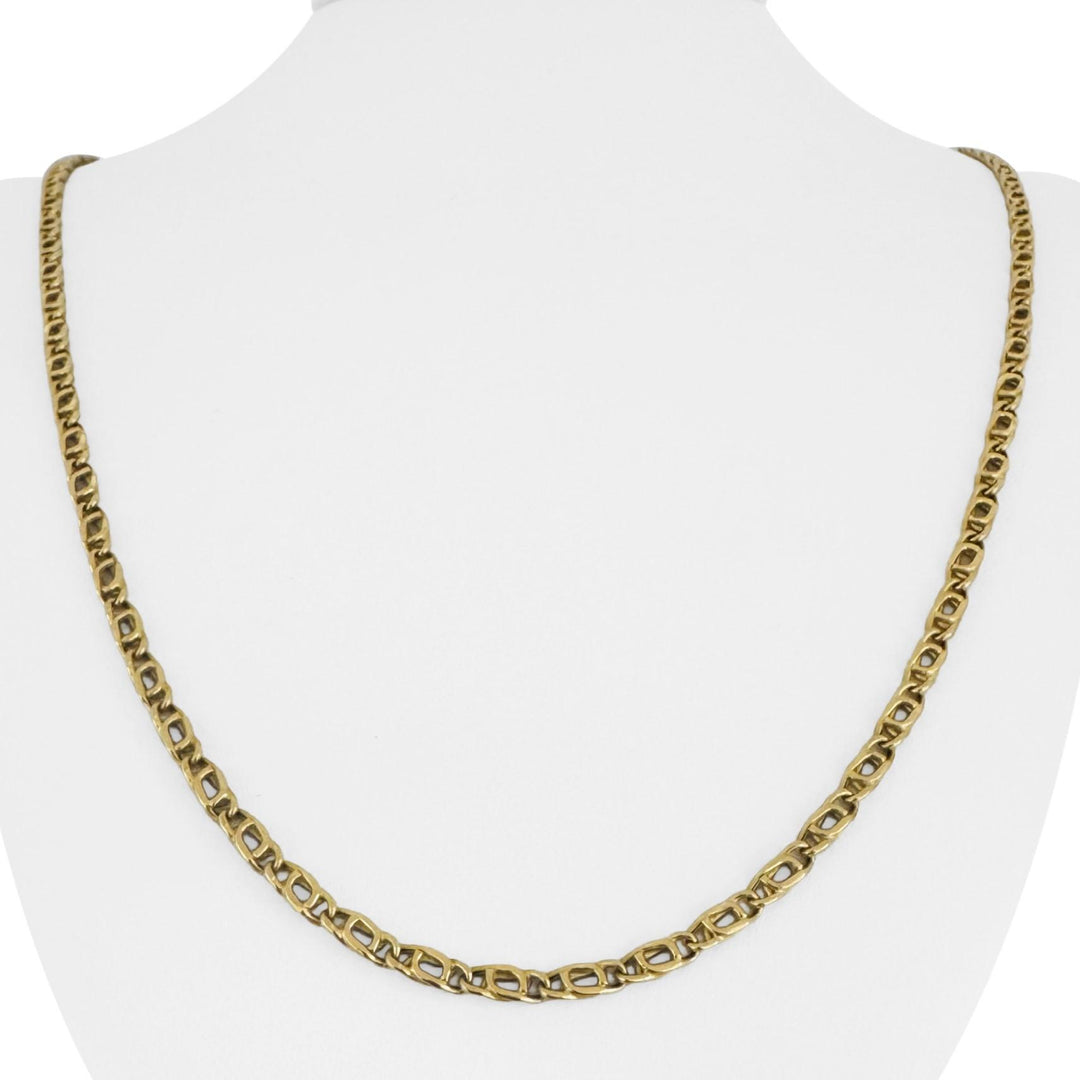 18k Yellow Gold 9.3g Semi Solid Vintage Fancy Curb Link Chain Necklace Italy 24"