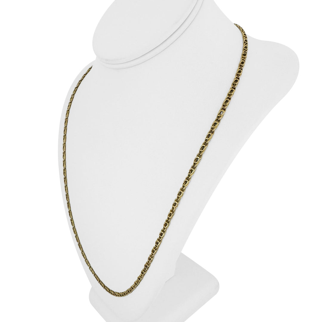18k Yellow Gold 9.3g Semi Solid Vintage Fancy Curb Link Chain Necklace Italy 24"