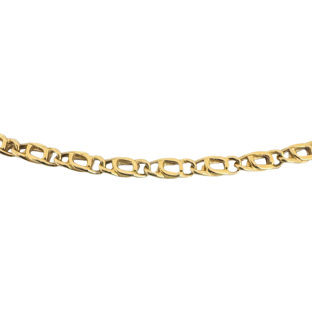 18k Yellow Gold 9.3g Semi Solid Vintage Fancy Curb Link Chain Necklace Italy 24"