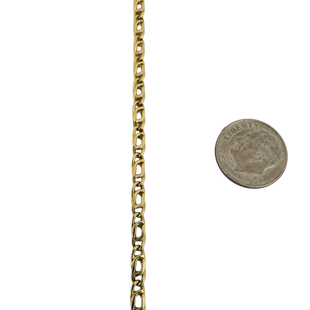 18k Yellow Gold 9.3g Semi Solid Vintage Fancy Curb Link Chain Necklace Italy 24"