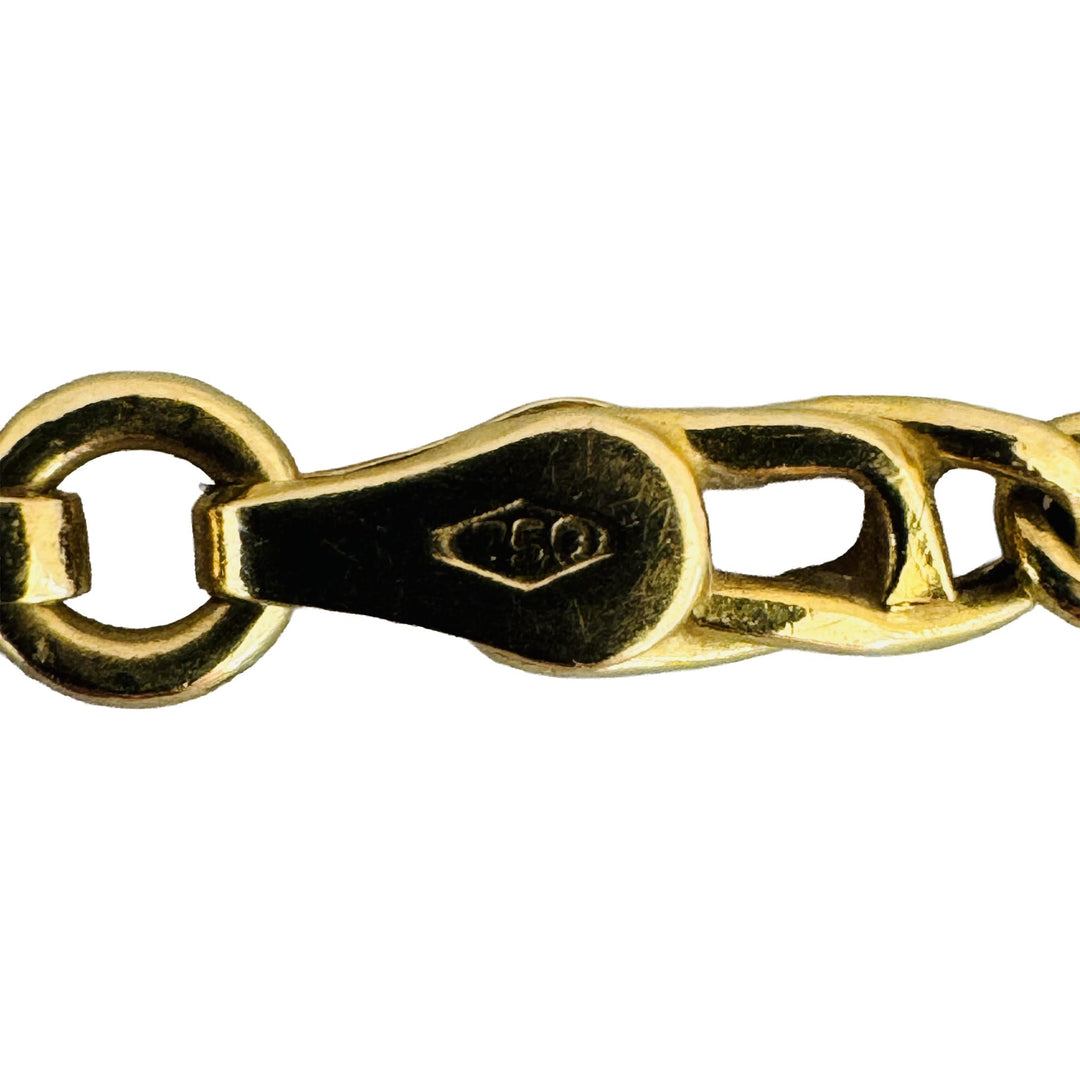 18k Yellow Gold 9.3g Semi Solid Vintage Fancy Curb Link Chain Necklace Italy 24"