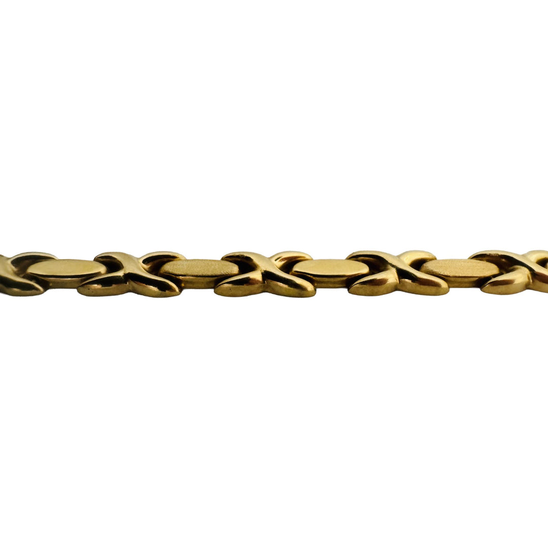 18k Yellow Gold 16.2g Vintage Hugs and Kisses XO Link Necklace Italy 17"