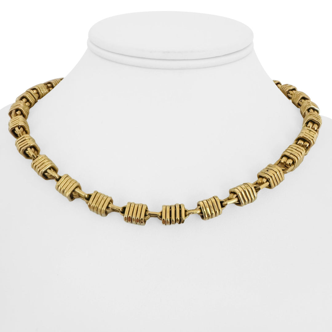 18k Yellow Gold 32.5g Vintage UnoAErre 7mm Fancy Link Necklace Italy 17"