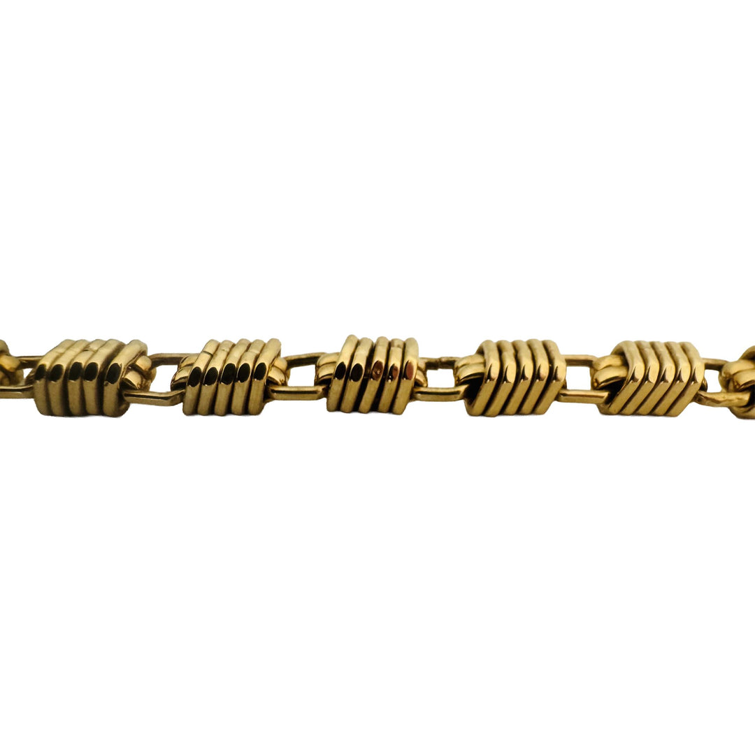 18k Yellow Gold 32.5g Vintage UnoAErre 7mm Fancy Link Necklace Italy 17"