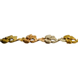 18k Yellow White and Rose Gold 23.5g Solid Floral Link Bracelet Italy 6.75"