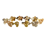 18k Yellow White and Rose Gold 23.5g Solid Floral Link Bracelet Italy 6.75"