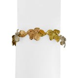 18k Yellow White and Rose Gold 23.5g Solid Floral Link Bracelet Italy 6.75"