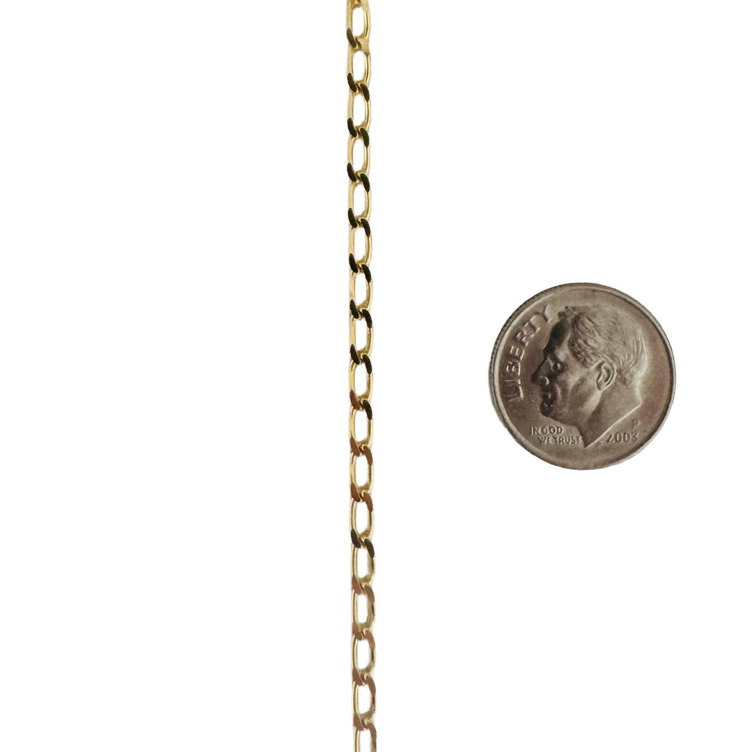 18k Yellow Gold 7.3g Solid Vintage 2.5mm Curb Link Chain Necklace 20"