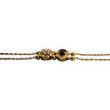 14k Yellow Gold 9.6g Ladies Garnet and Pearl Two Slide Charm Bracelet 7"