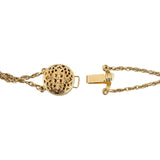 14k Yellow Gold 9.6g Ladies Garnet and Pearl Two Slide Charm Bracelet 7"