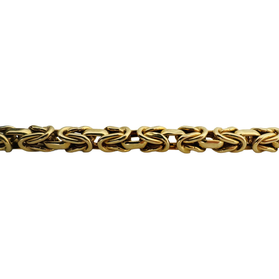 14k Yellow Gold 14.6g UnoAErre Squared 6mm Byzantine Link Bracelet Italy 7.75"