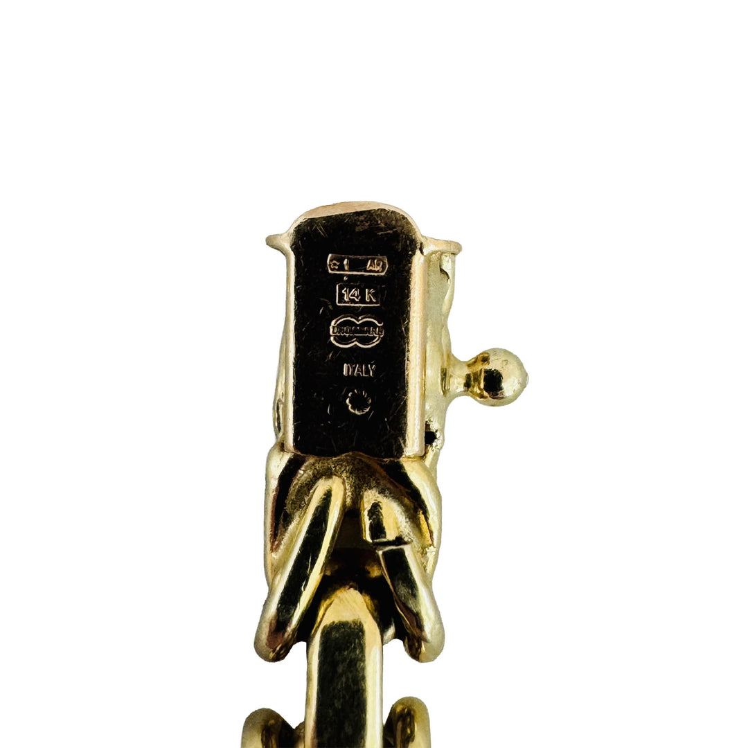 14k Yellow Gold 14.6g UnoAErre Squared 6mm Byzantine Link Bracelet Italy 7.75"