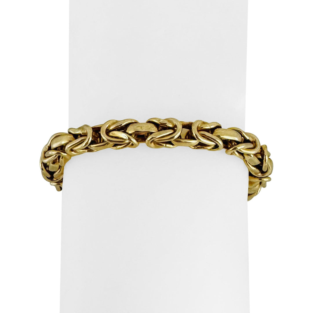 14k Yellow Gold 14.6g UnoAErre Squared 6mm Byzantine Link Bracelet Italy 7.75"