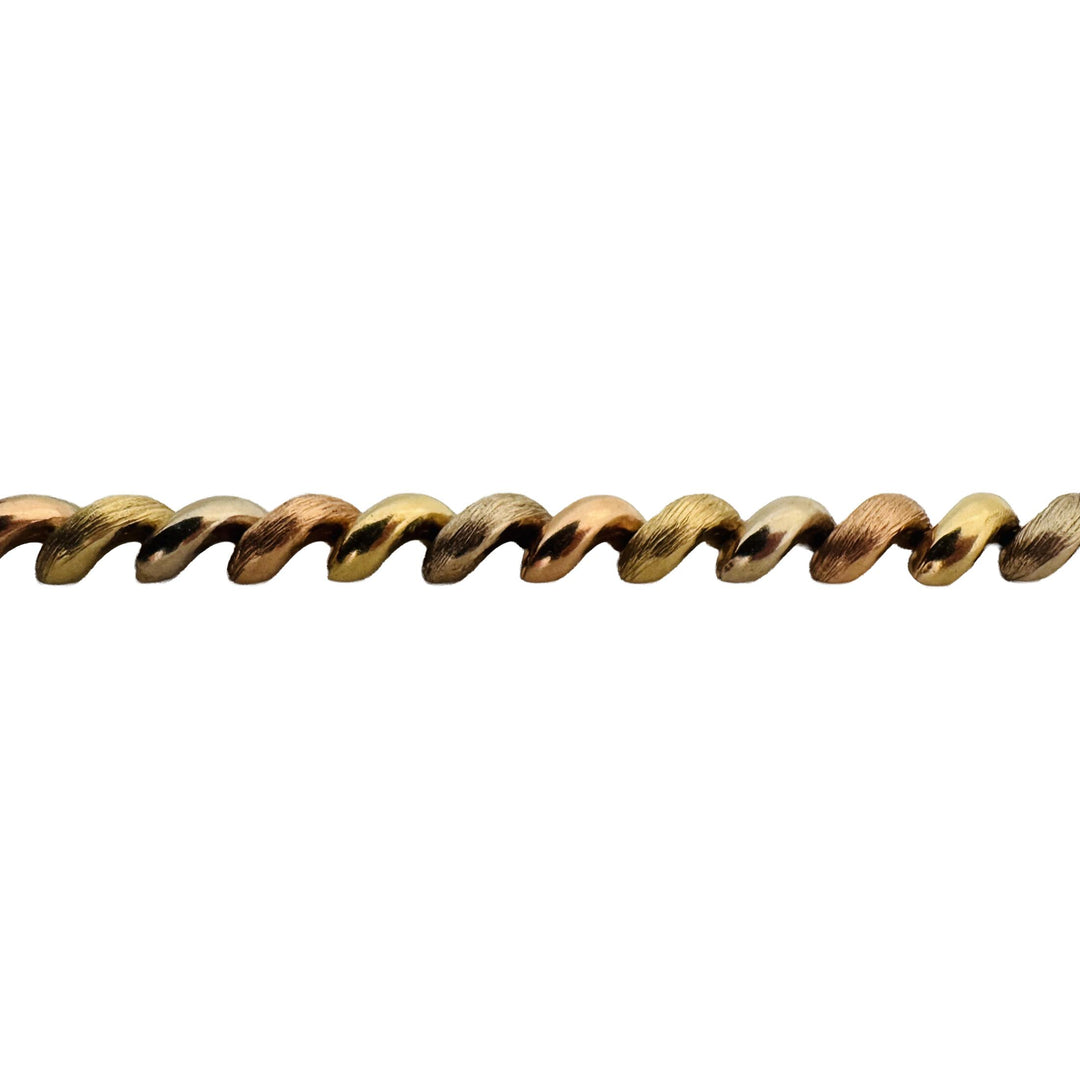 14k Yellow White and Rose Gold 8.6g San Marco Link Bracelet 7"