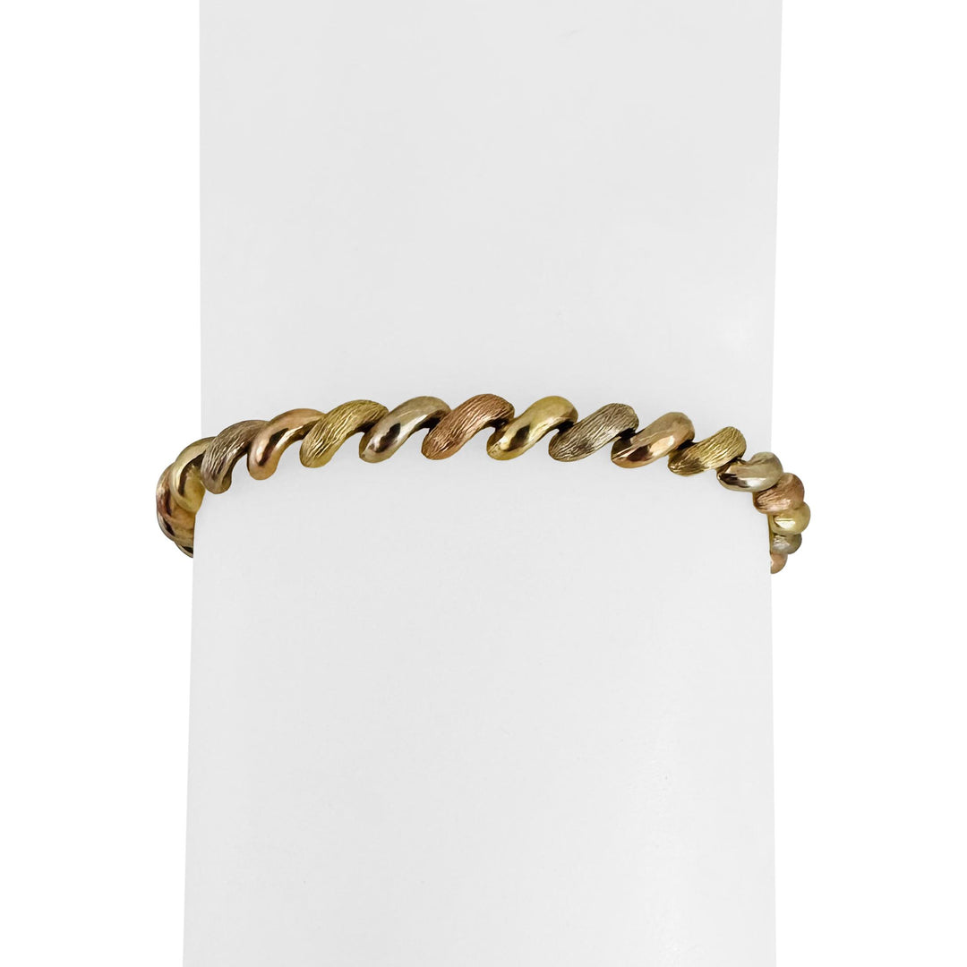 14k Yellow White and Rose Gold 8.6g San Marco Link Bracelet 7"