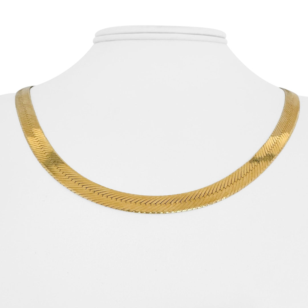 14k Yellow Gold 22.7g Solid Heavy Thick 7mm Herringbone Link Necklace Italy 20"