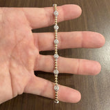 14k Yellow and White Gold 1cttw Diamond Station Bead Link Bracelet 7"