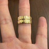 18k Yellow Gold 16.4g Solid Heavy 11mm Square Design Band Ring Size 9