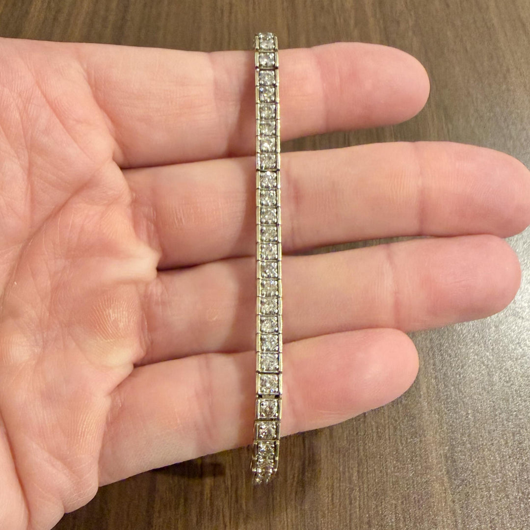 10k Yellow Gold and 3.5cttw Diamond 15g Solid Square Link Bracelet 7.25"