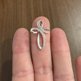 14k White Gold and 0.25cttw Diamond Fancy Cross Pendant 1"