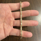 14k Yellow Gold and 1.50cttw Baguette Diamond Vintage X Link Bracelet 7"