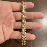 14k Yellow Gold 11g Solid Vintage 10mm Dolphin Panel Link Bracelet 7.25"