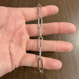 14k White Gold 5.3g Hollow Light 7mm Paperclip Link Bracelet 7.25"