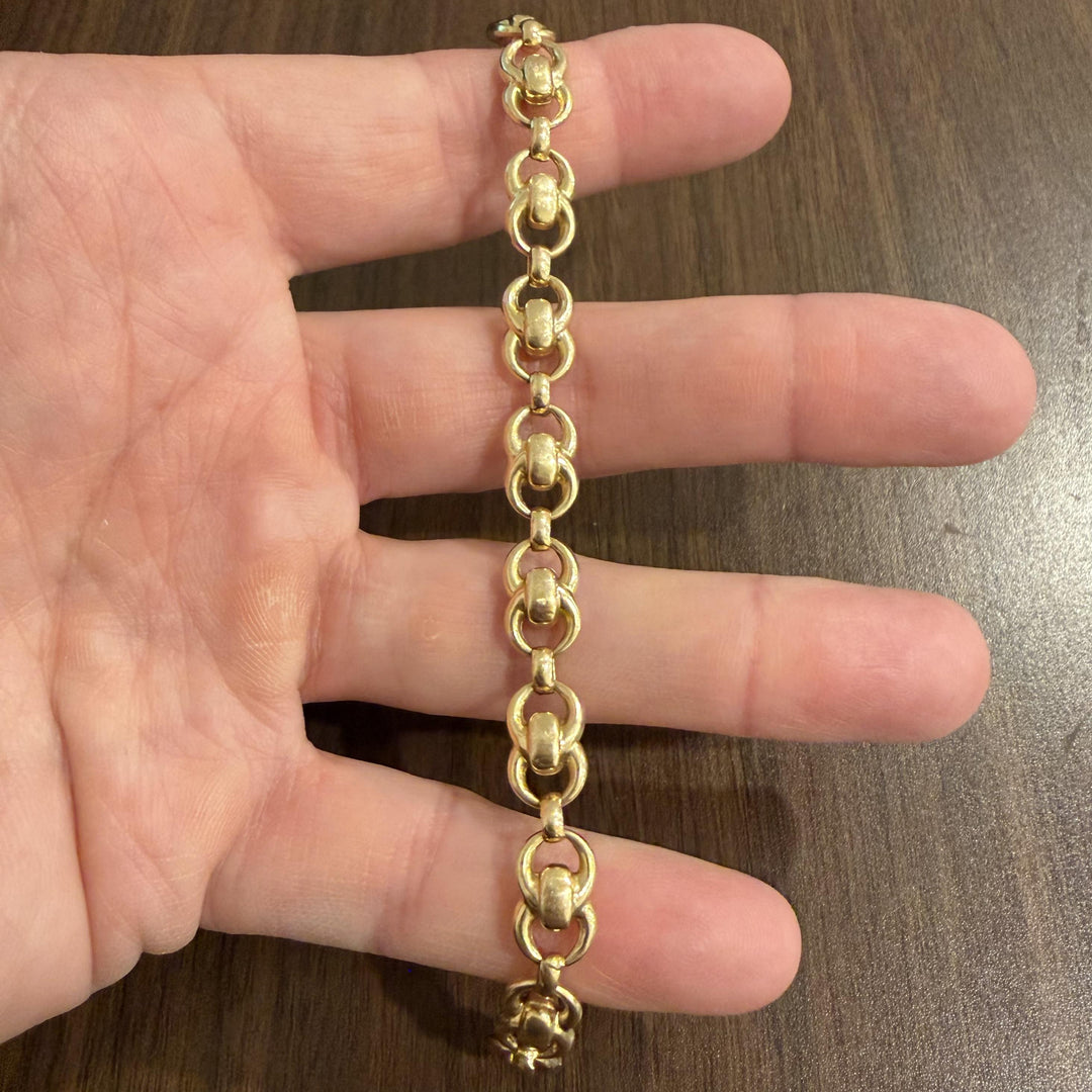 14k Yellow Gold 9.8g UnoAErre Ladies 8.5mm Fancy Link Bracelet Italy 7.25"