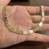14k Yellow and White Gold 29g Ladies Screw Motif Bar Link Necklace 16.5"