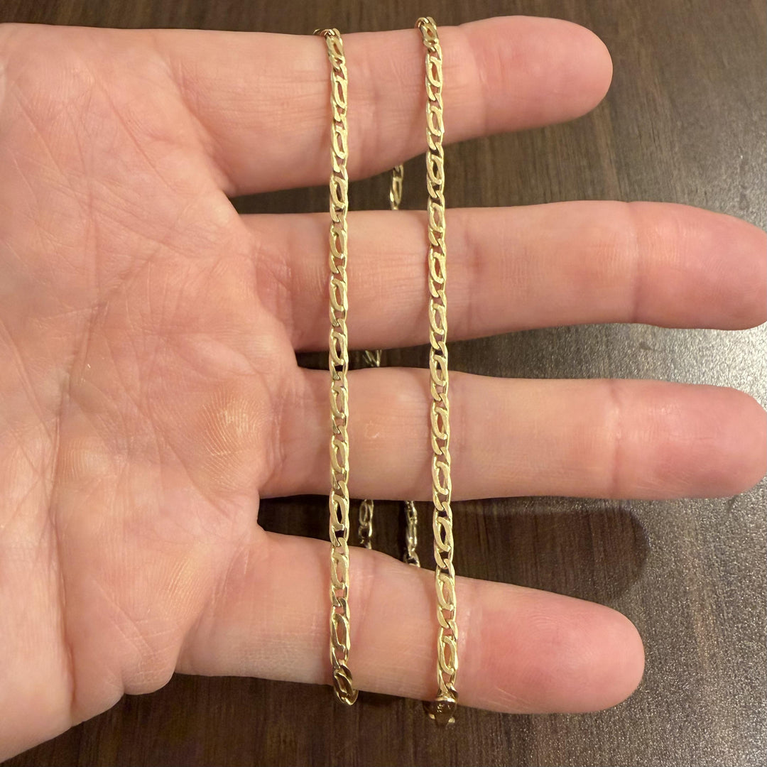 14k Yellow Gold 11.2g Solid 2.5mm Fancy Curb Link Chain Necklace Italy 20"