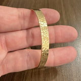 14k Yellow Gold 21.5g Solid Heavy Hammered Straight Edge Bangle Bracelet 7.75"