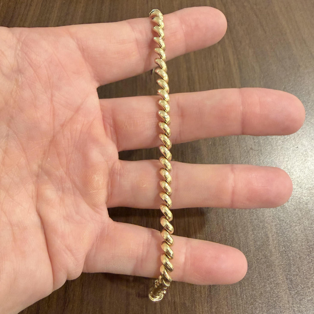 14k Yellow Gold 7.9g Ladies Beveled 5mm Rolo Link Bracelet 7"