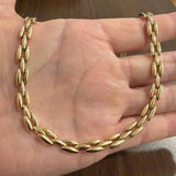 14k Yellow Gold 23.3g Vintage Polished 7.5mm Panther Link Necklace Italy 17.5"