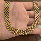 14k Yellow Gold 42.8g Vintage Heavy 12.5mm Panther Link Necklace Italy 16"